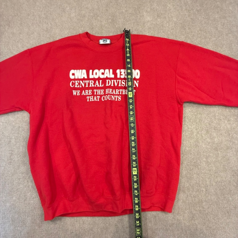 Vintage 90s LEE CWA Union Sweatshirt Size 2XL USA Heavyweight Red Crewneck - Picture 6 of 7